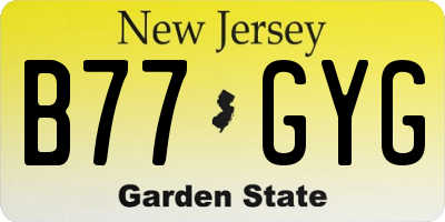 NJ license plate B77GYG