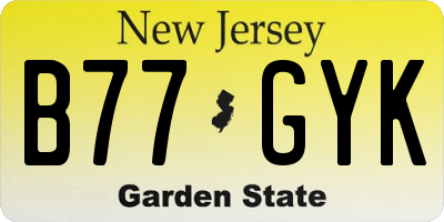 NJ license plate B77GYK