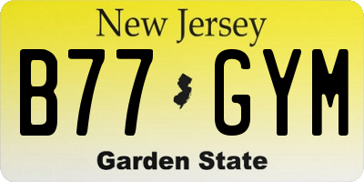 NJ license plate B77GYM