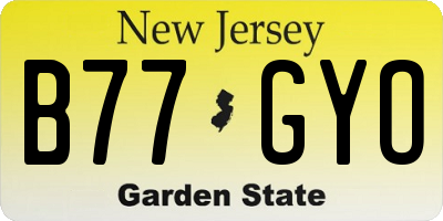NJ license plate B77GYO