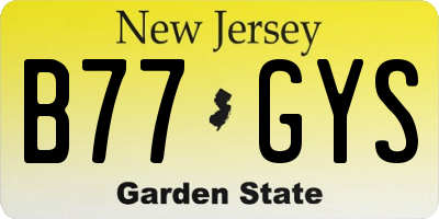 NJ license plate B77GYS