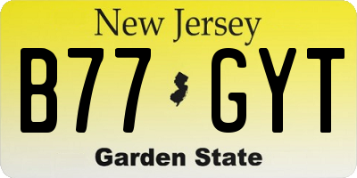NJ license plate B77GYT