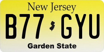 NJ license plate B77GYU