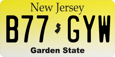 NJ license plate B77GYW
