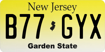 NJ license plate B77GYX