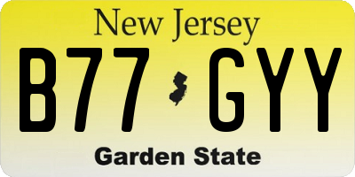 NJ license plate B77GYY
