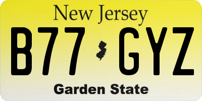 NJ license plate B77GYZ