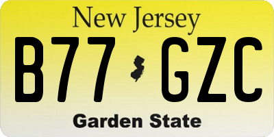 NJ license plate B77GZC