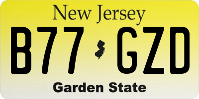 NJ license plate B77GZD