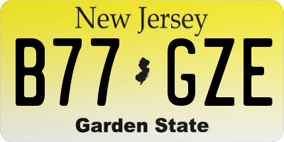 NJ license plate B77GZE