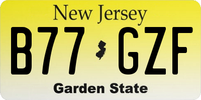 NJ license plate B77GZF