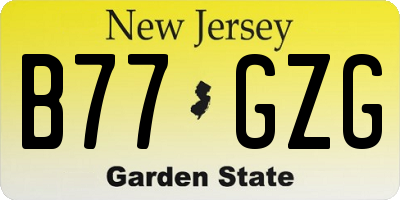 NJ license plate B77GZG
