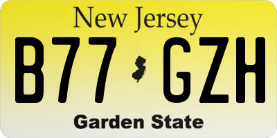 NJ license plate B77GZH