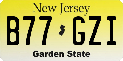 NJ license plate B77GZI