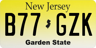 NJ license plate B77GZK