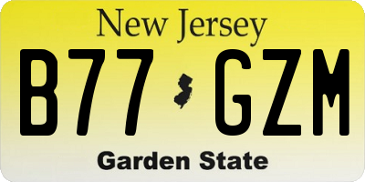 NJ license plate B77GZM