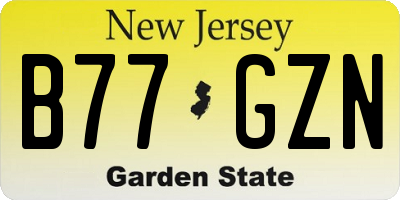 NJ license plate B77GZN