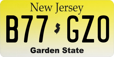 NJ license plate B77GZO