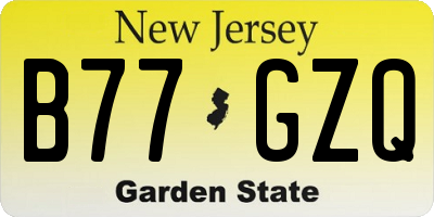 NJ license plate B77GZQ