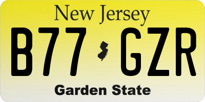 NJ license plate B77GZR