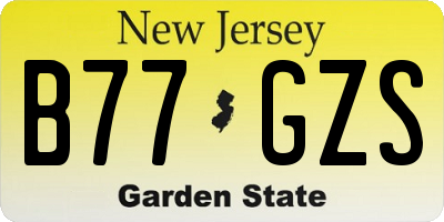 NJ license plate B77GZS