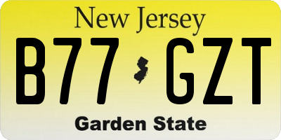 NJ license plate B77GZT