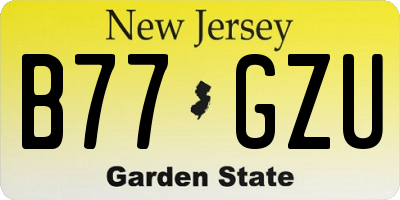 NJ license plate B77GZU