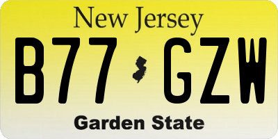 NJ license plate B77GZW