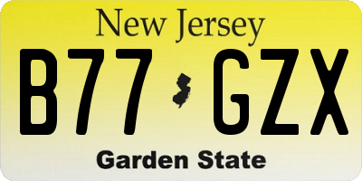 NJ license plate B77GZX