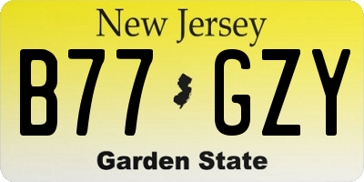 NJ license plate B77GZY