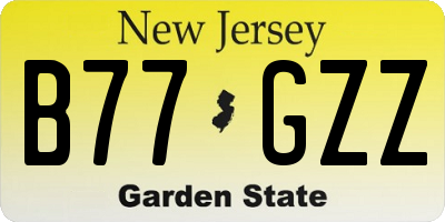 NJ license plate B77GZZ