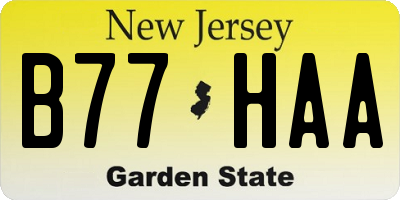 NJ license plate B77HAA