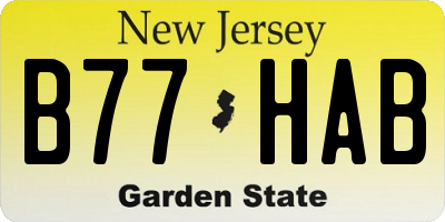 NJ license plate B77HAB