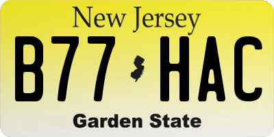 NJ license plate B77HAC