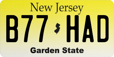 NJ license plate B77HAD