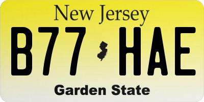 NJ license plate B77HAE