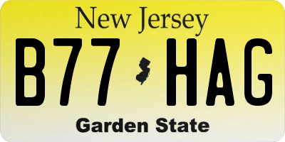 NJ license plate B77HAG