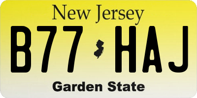 NJ license plate B77HAJ