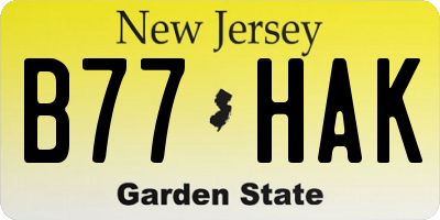 NJ license plate B77HAK