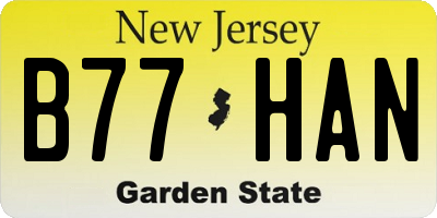 NJ license plate B77HAN