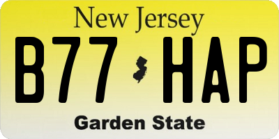 NJ license plate B77HAP