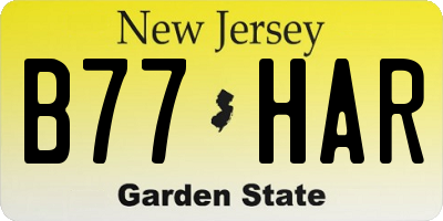 NJ license plate B77HAR