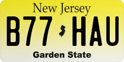 NJ license plate B77HAU