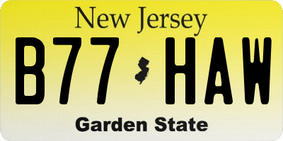 NJ license plate B77HAW