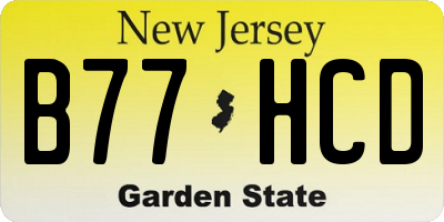 NJ license plate B77HCD