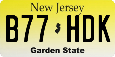 NJ license plate B77HDK