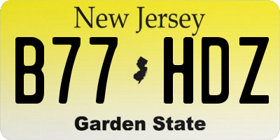 NJ license plate B77HDZ