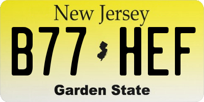 NJ license plate B77HEF