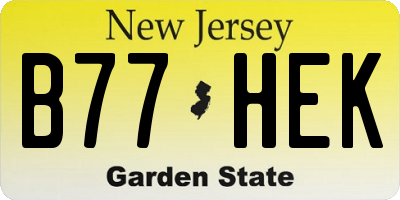 NJ license plate B77HEK