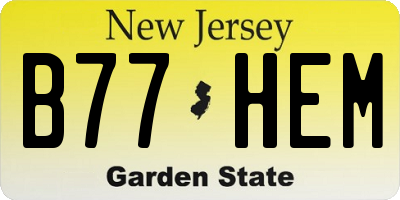 NJ license plate B77HEM